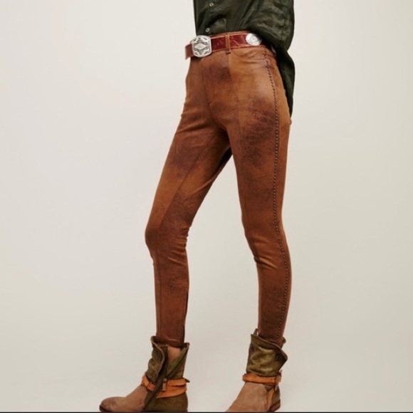 Free People Suede Studded Beaded Pants Size 6 - Picture 11 of 11